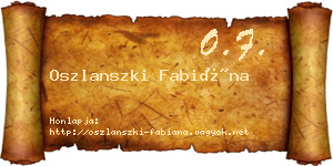 Oszlanszki Fabiána névjegykártya